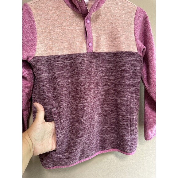 Hanna Andersson Heathered Polar Fleece Pullover Girls 140 cm Size 10 Pink Mauve - Picture 5 of 8